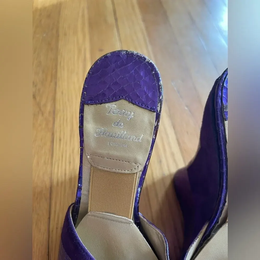 90s Vintage Terry De Havilland Purple Platform Wedge Heel - Picture 3 of 12